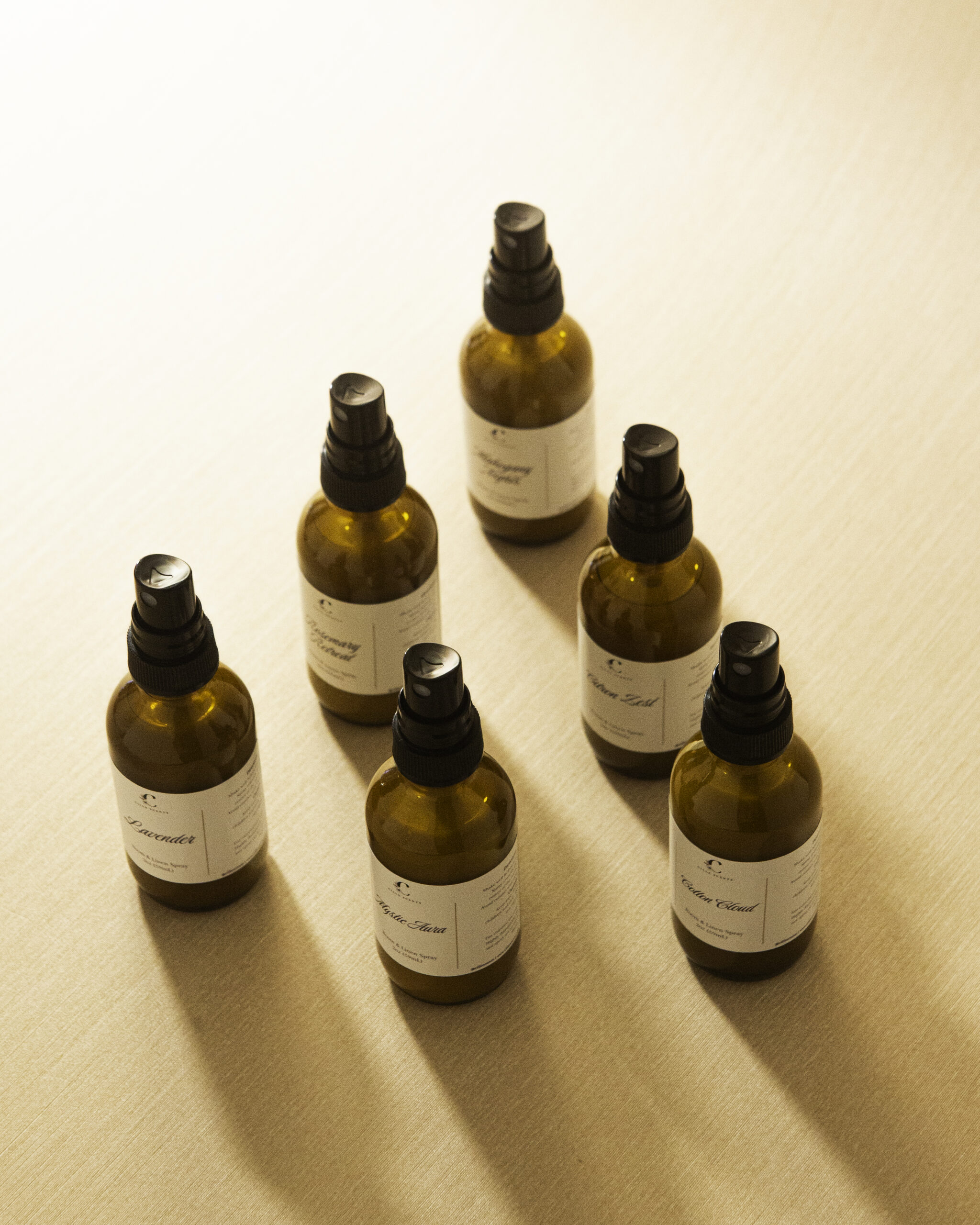 Bottles of Cille Scents Lavender room spray for better sleep and relaxation after a hard night shift for health care workers